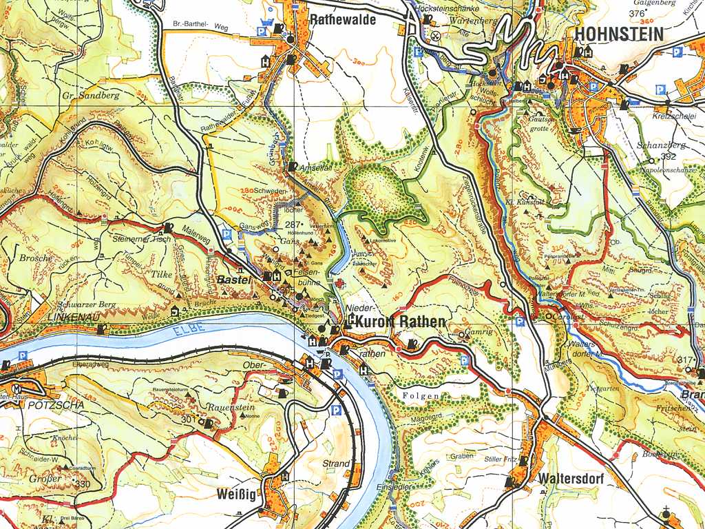 Musterausschnitt Große Karte der Sächsischen Schweiz 1:30000