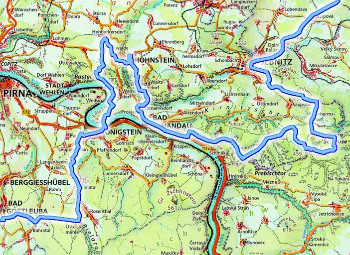 Karte saarschlesischer Wanderweg, Variante I